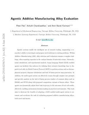 PDF Document Cover - Agentic LLM Systems for Accelerated Additive Manufacturing Alloy Evaluation