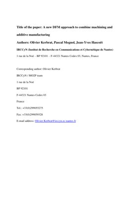 PDF Document Cover - A New DFM Approach for Hybrid Machining and Additive Manufacturing