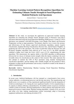 PDF Document Cover - ML-Assisted Pattern Recognition for UTS Estimation in FDM PLA Specimens