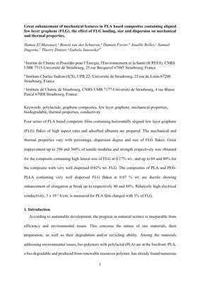 PDF Document Cover - Mechanical and Thermal Enhancement of PLA Composites with Aligned Few-Layer Graphene